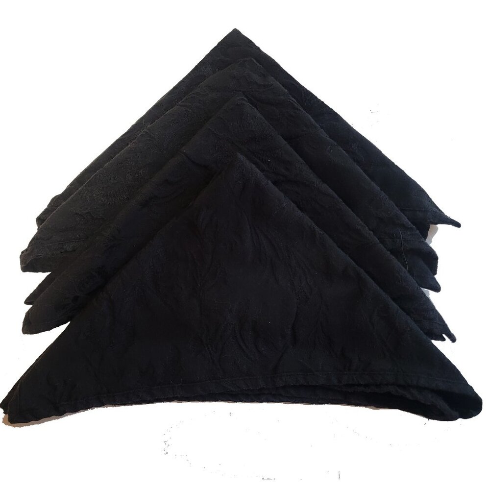 Black Damask Dinner Napkins (4)